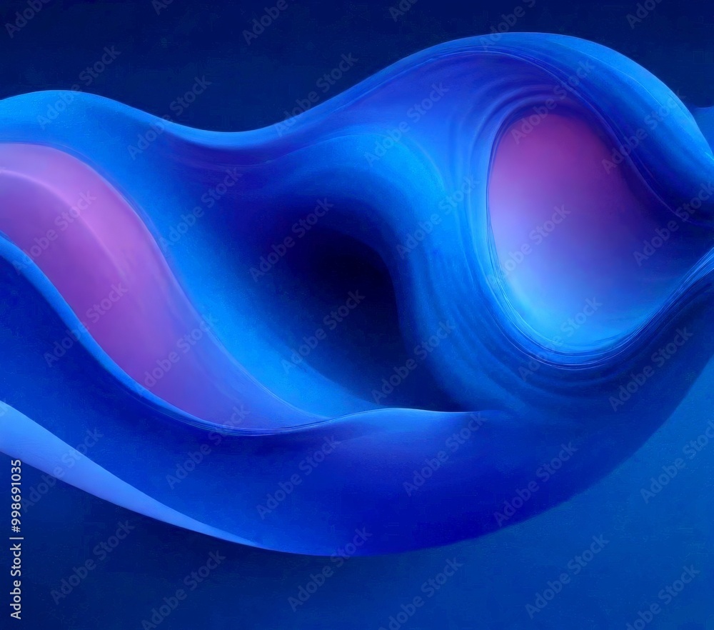 Poster a wave-like pattern in shades of blue and purple, with a gradient effect transitioning from a darker