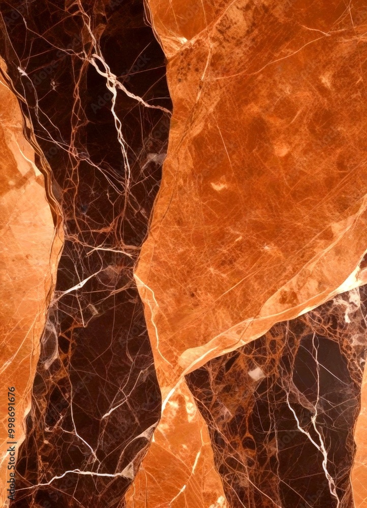 Poster a close-up view marble surface with a textured pattern of dark and light brown marble