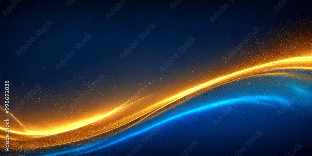 Poster a dynamic wave-like pattern with alternating golden and blue hues, creating a sense of movement and energy