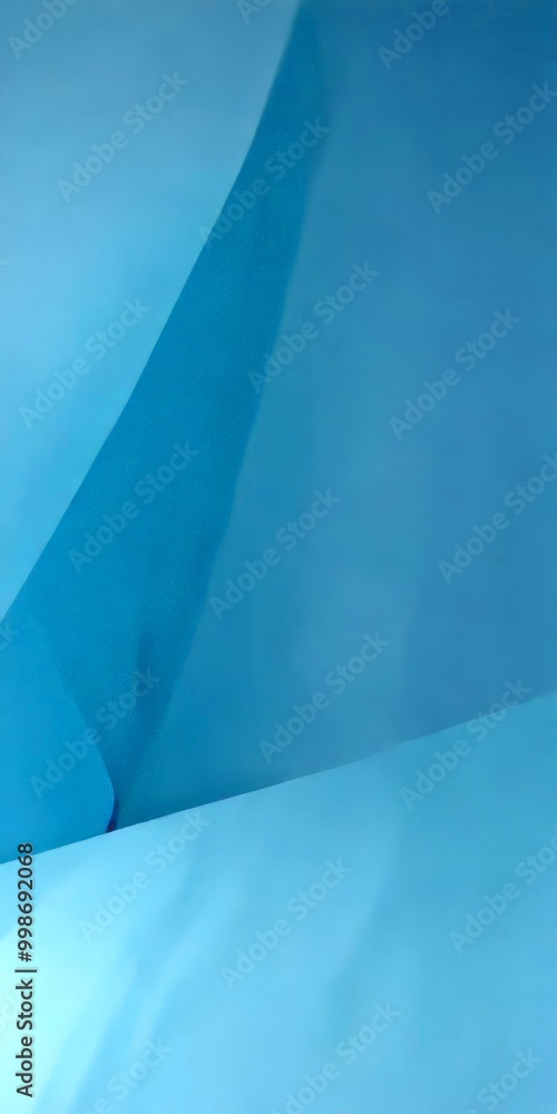 Poster an abstract representation sailboat, with a blue and white color palette The sailboat is depicted as a curved line, with a small red sail at the front,