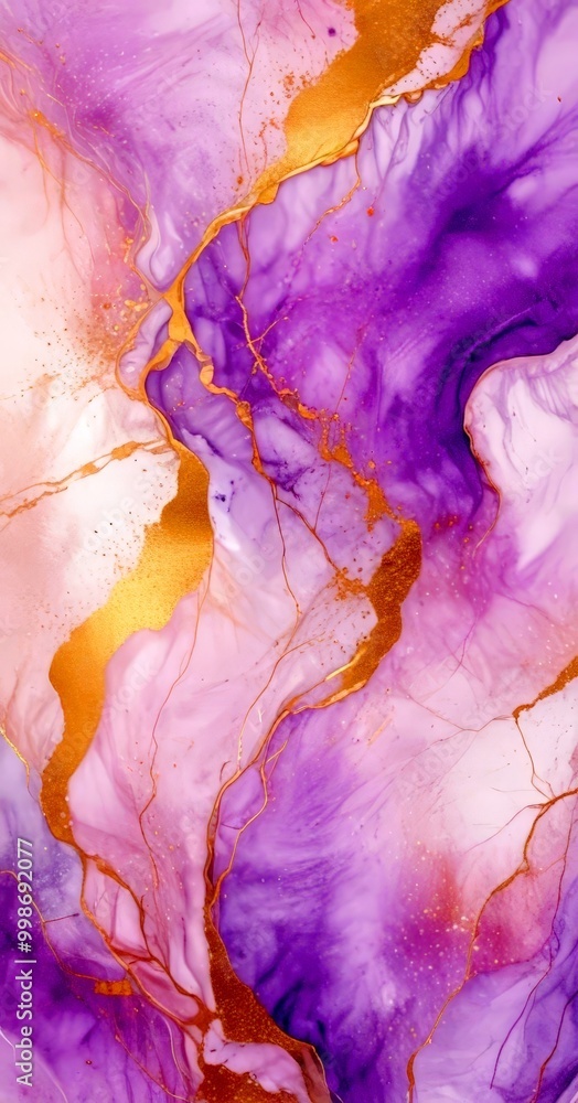 Fototapete a vibrant abstract pattern with a blend of purple and gold hues, creating a dynamic and visually str