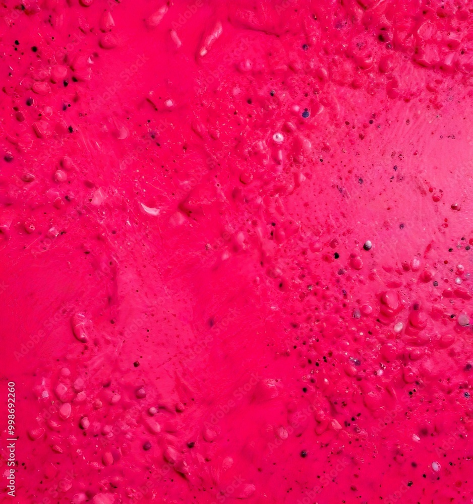 Poster a close-up view pinkish-red surface with small, irregularly shaped specks of color scattered through