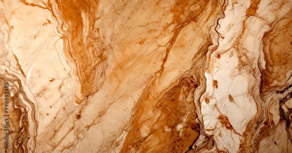 Aufkleber a close-up view marble surface with a swirling pattern of light and dark brown hues, creating a sense of movement and texture