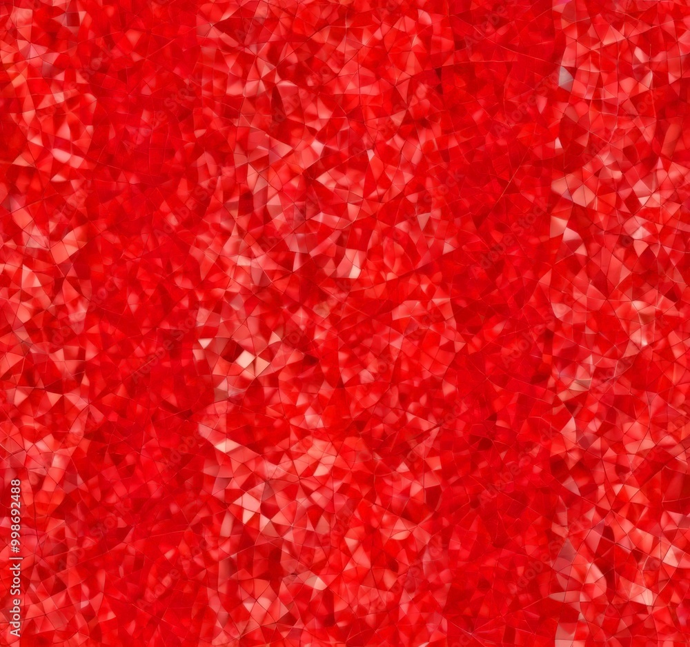 Poster a vibrant mosaic composed of numerous small red triangles arranged in a random pattern, creating a visually striking and abstract design