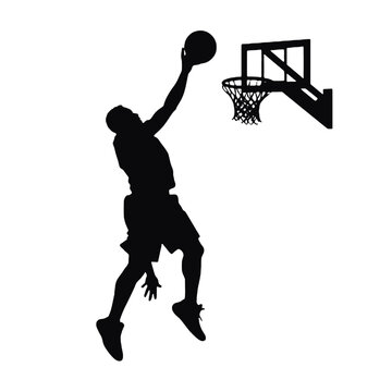 black silhouette basketball player shooting clip art preview