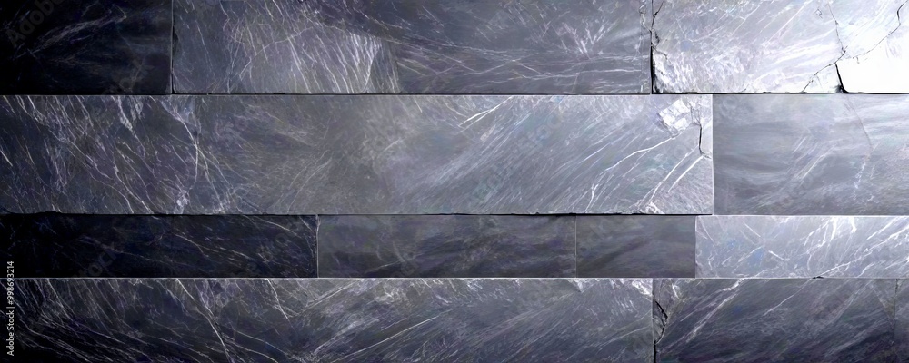 Poster a close-up view dark gray slate tile wall, with a textured and irregular pattern
