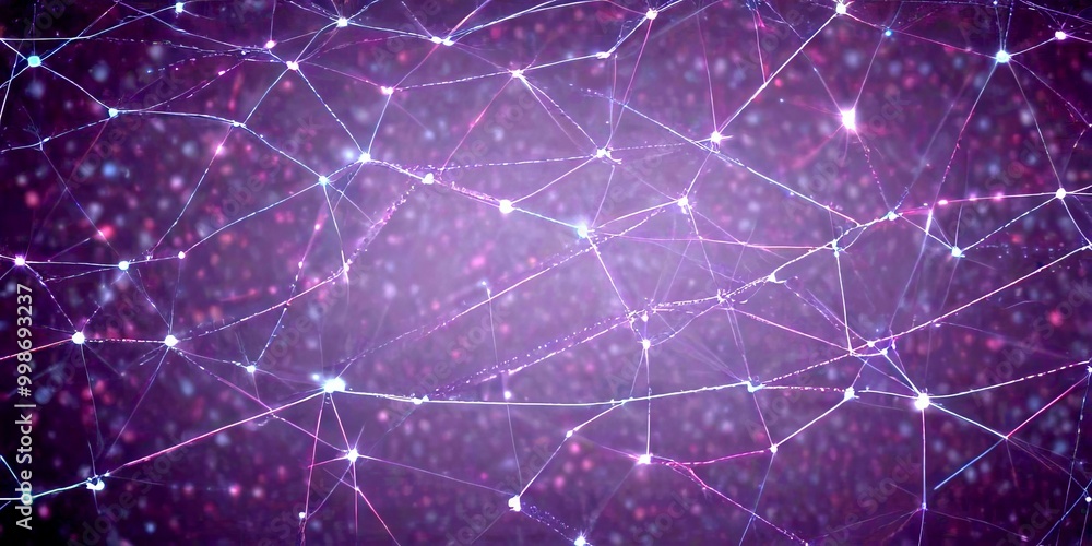 Poster a dark, abstract background with a network of interconnected lines and dots, creating a sense of depth and complexity The lines and dots vary in size