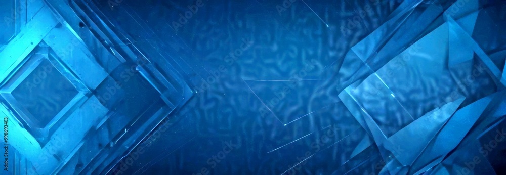 Poster a dark blue abstract background with a geometric pattern of intersecting lines and shapes, creating 