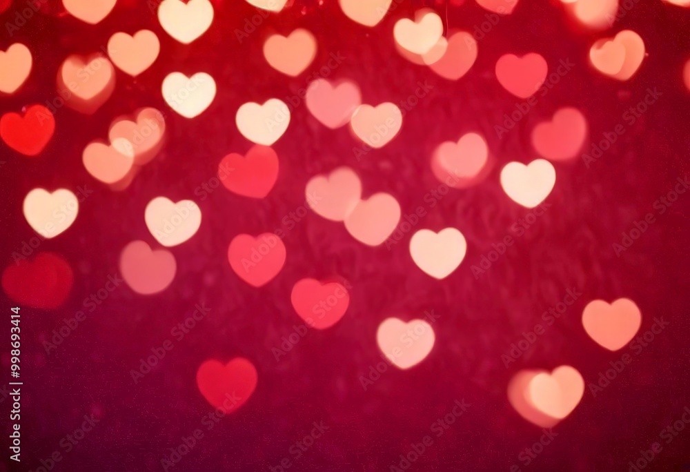 Leinwandbilder a background of blurred pink and white heart-shaped lights, creating a bokeh effect