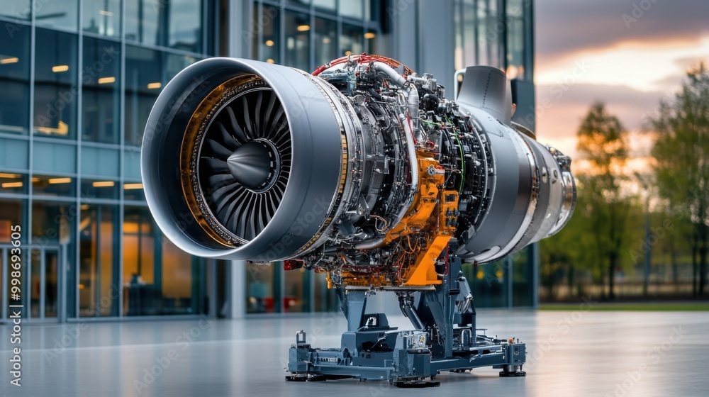 Poster advanced turbine engine in modern setting