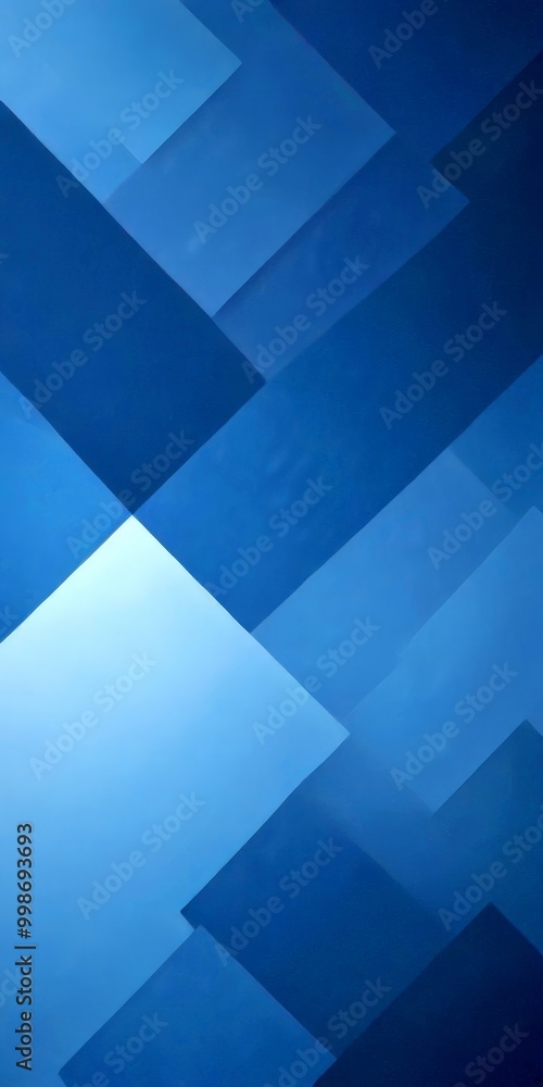 Poster a geometric pattern composed of overlapping blue squares, creating a visually striking and abstract design