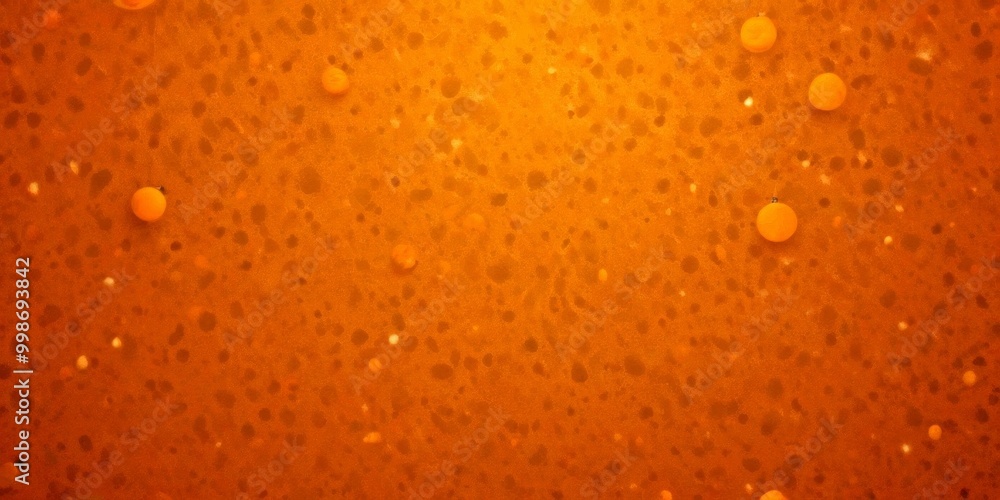 Poster a close-up view textured surface with small orange spheres scattered throughout, creating a sense of