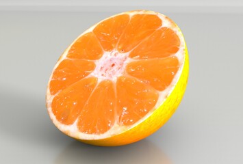 Orange fruit slice isolated on white background. 