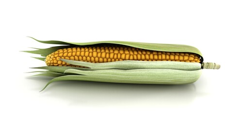 Fresh corn isolated on white background. Clipping path.