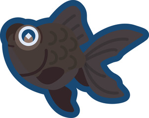 かわいい金魚（黒出目金）のイラスト