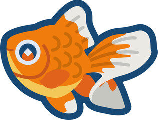 かわいい金魚（土佐金）のイラスト