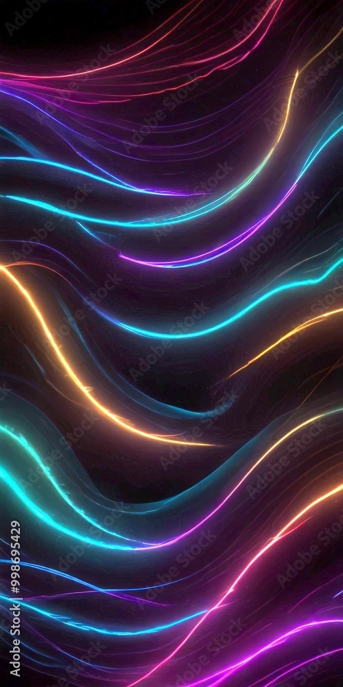 Leinwandbilder a vibrant abstract pattern of multicolored lines and curves, creating a dynamic and visually striking composition