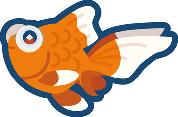 かわいい金魚（リボンテール蝶尾）のイラスト