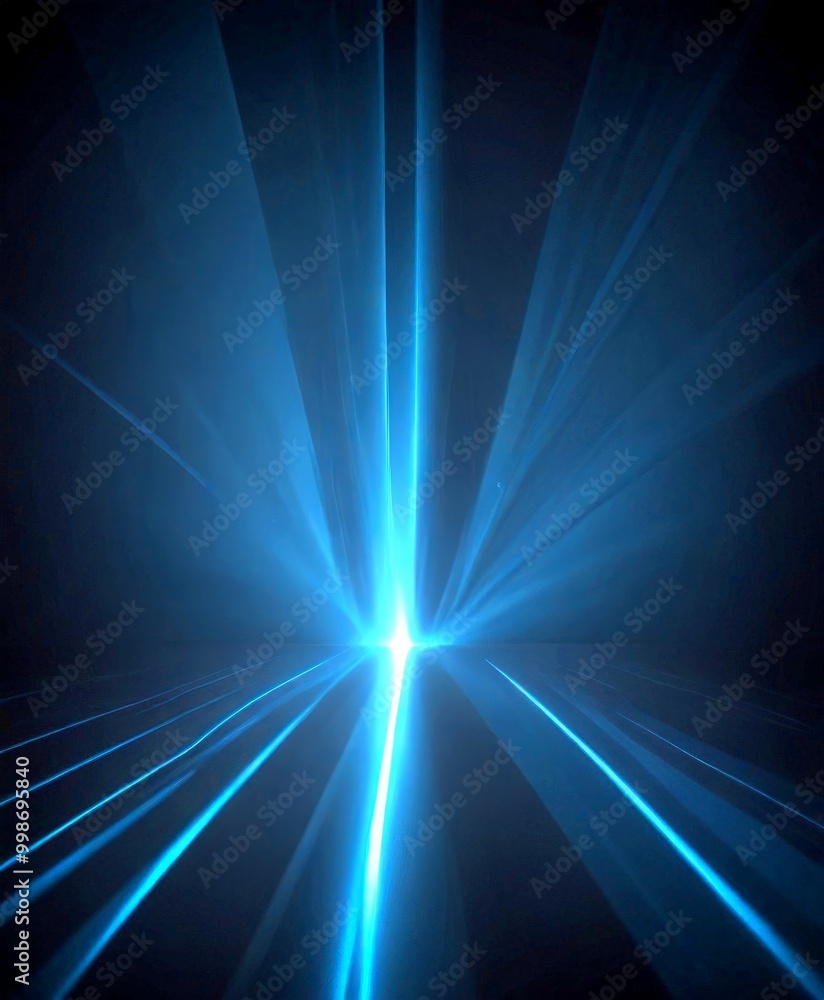 Poster a dramatic scene of light and shadow, with a central beam of light radiating outwards, creating a se