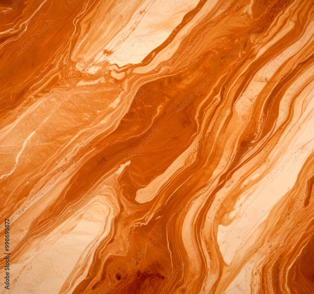 Poster a close-up view marble surface with a swirling pattern of light and dark brown hues, creating a sense of movement and texture