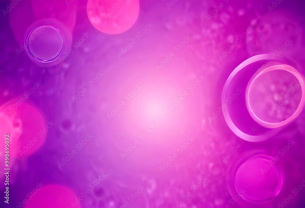 Aufkleber a purple background with a central white glow, surrounded by pink and purple circles and bubbles, cr