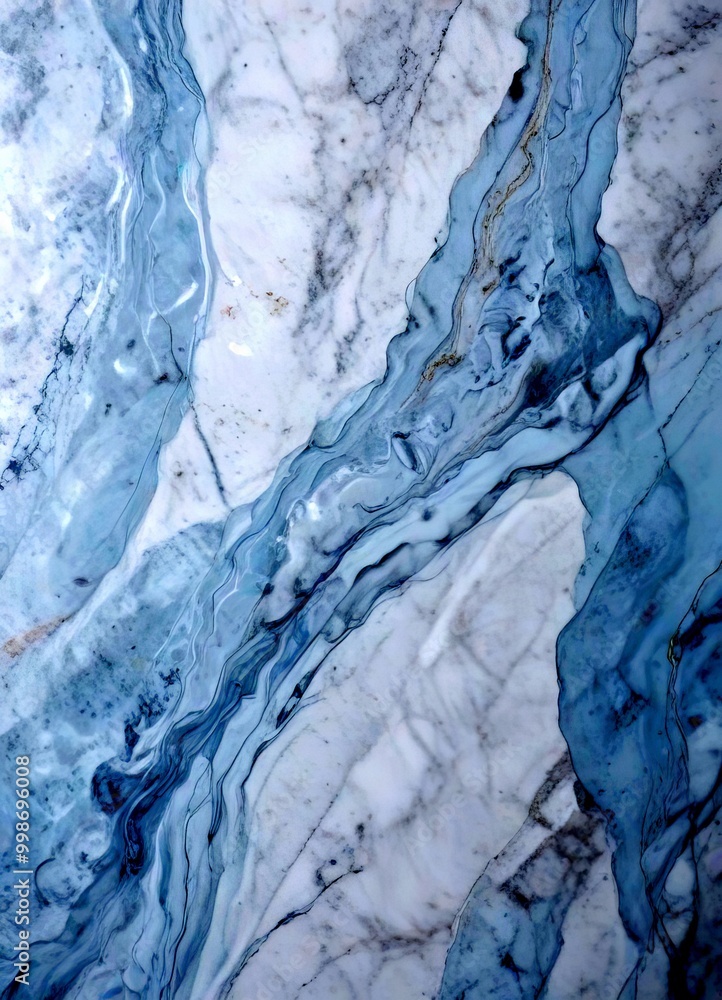 Poster a marble surface with a marble-like pattern of light blue and white marble-like swirls and lines, creating a sense of movement and fluidity