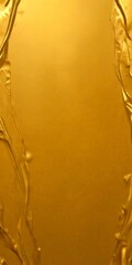 a close-up view golden surface with a textured, shiny appearance The golden hue is accentuated by the presence of small, curved lines that run along the edges of the