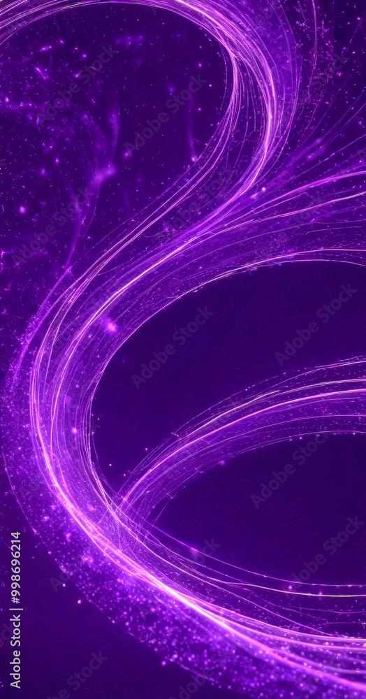 Poster a purple abstract background with swirling lines and particles, creating a sense of movement and energy