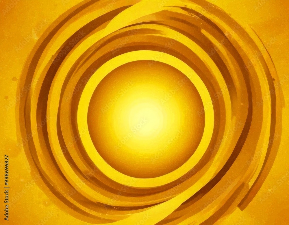 Aufkleber a vibrant abstract composition of concentric circles in varying shades of yellow, creating a dynamic and visually striking effect