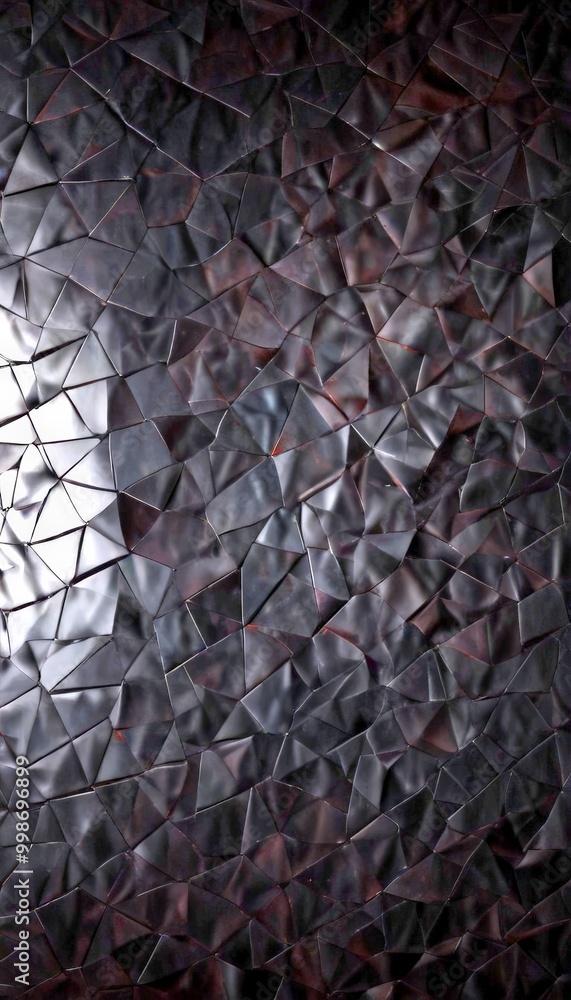 Poster a dark, textured surface composed of numerous small, irregularly shaped black triangles arranged in a grid-like pattern