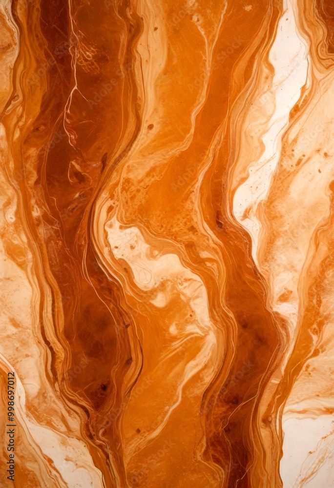 Poster a close-up view textured surface with a swirling pattern of brown and white colors, resembling the natural patterns found in sand or soil