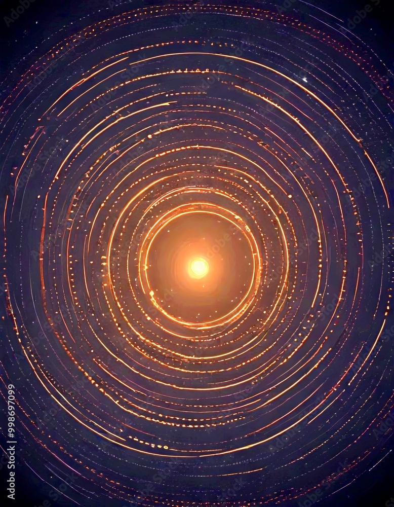 Leinwandbilder a captivating spiral pattern, with concentric circles of varying sizes and a central glowing orb, al