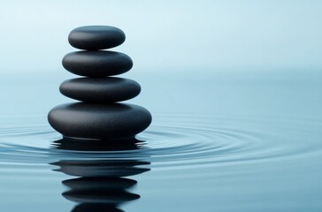 Obraz premium A stack of black pebbles balanced on top of each other