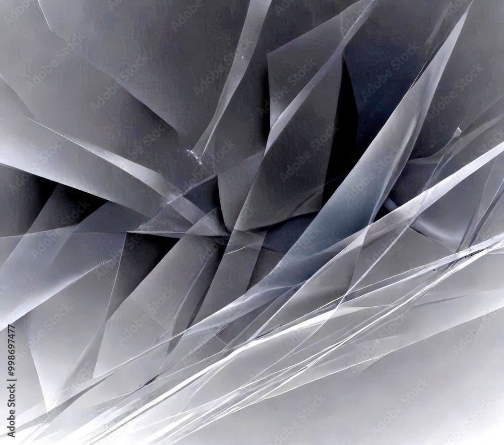 Aufkleber a complex, abstract pattern of intersecting lines and curves, creating a sense of depth and movement The predominant color is gray, with occasional white and black