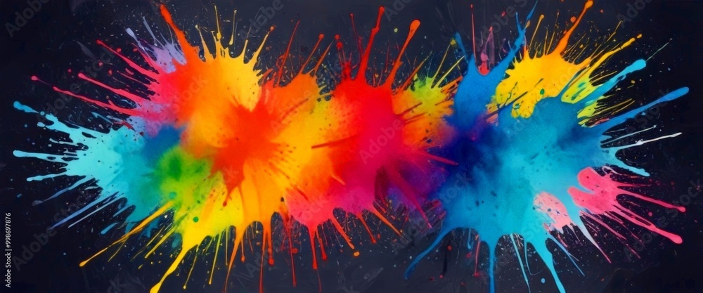Aufkleber a vibrant splash of color against a dark background, with the colors arranged in a radial pattern