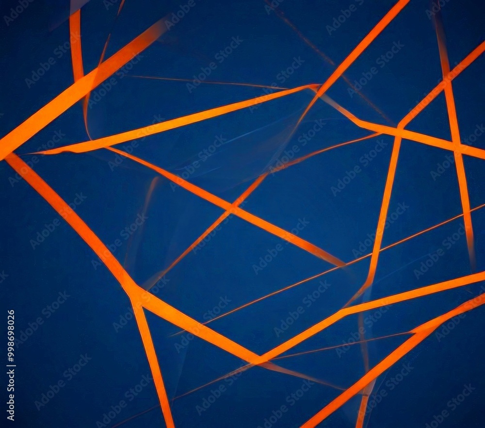 Aufkleber a dark blue background with a complex pattern of intersecting orange and white lines, creating a sense of depth and movement