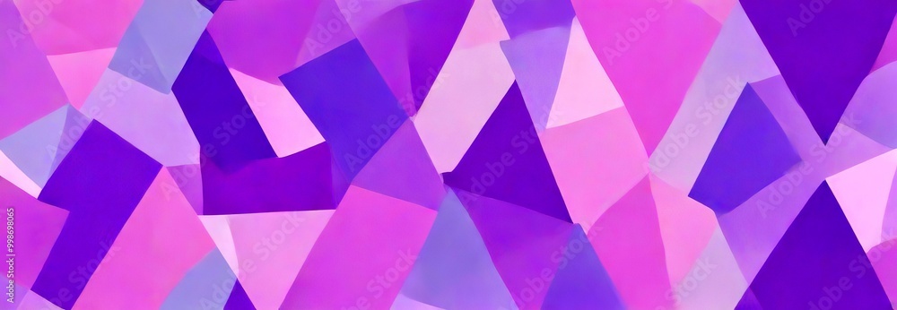 Poster a vibrant abstract pattern composed of overlapping triangular shapes in various shades of purple and