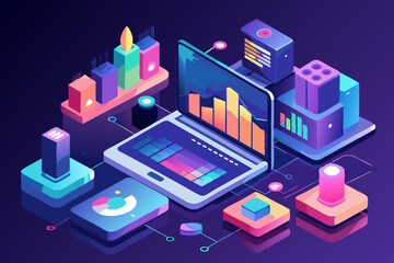 Obraz premium Futuristic Business Analysis Environment