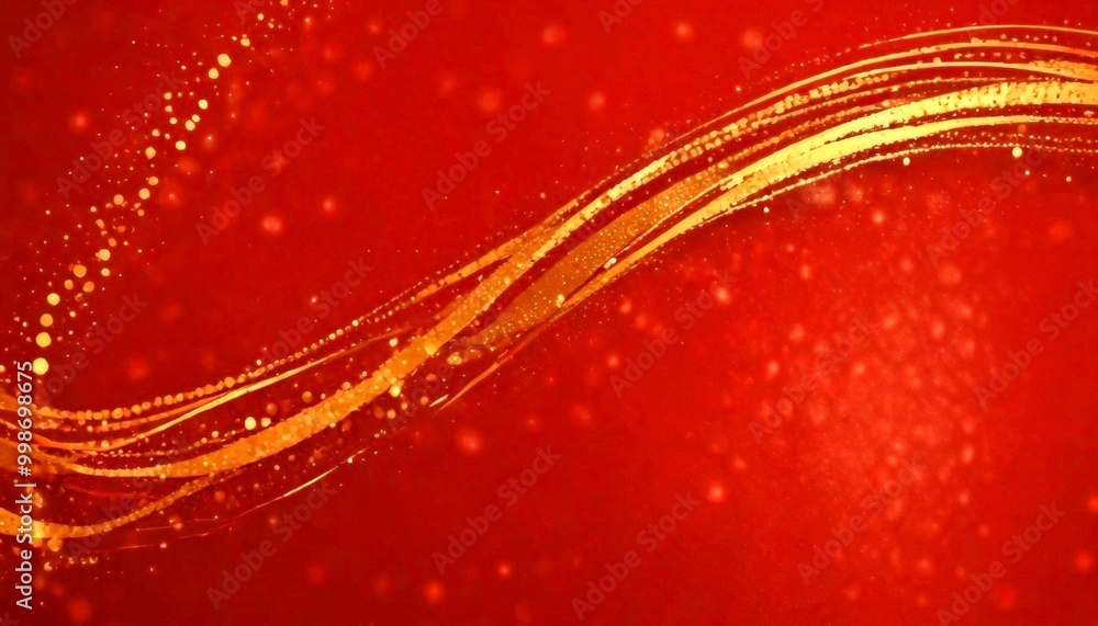 Poster A red background with gold lines and dots, creating a dynamic and festive atmosphere