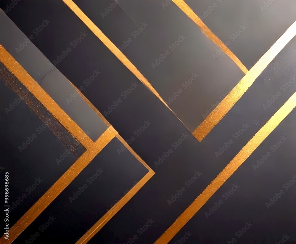 Poster a close-up view black and gold geometric pattern, with diagonal lines intersecting at various angles