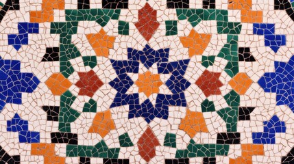 Fototapeta premium Intricate geometric patterns on moroccan zellij for decoration and design