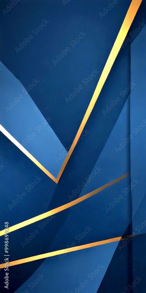 Aufkleber a dark blue abstract background with diagonal gold lines intersecting at various angles, creating a sense of depth and movement
