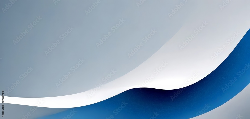 Poster a minimalist design with a gradient of blue and white colors, creating a sense of movement and fluidity