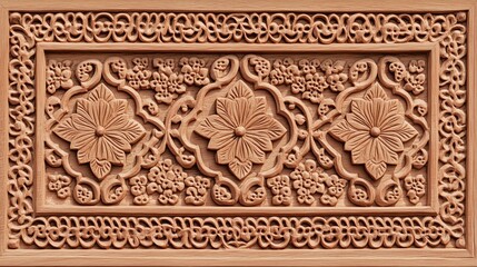 Intricate hand-carved wooden jali pattern from india for art and decor