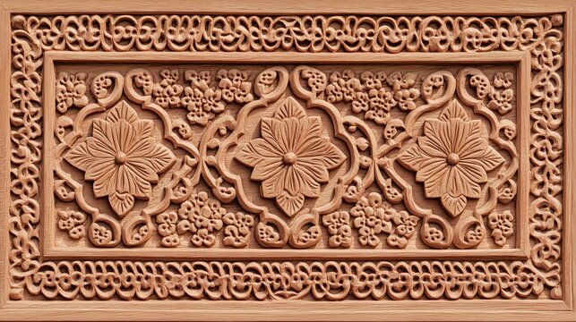 Intricate hand-carved wooden jali pattern from india for art and decor