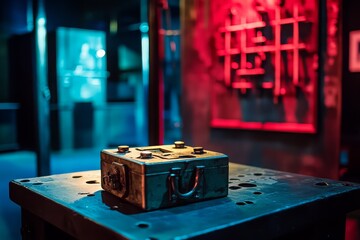 Mysterious Box and Map in Dimly Lit Room