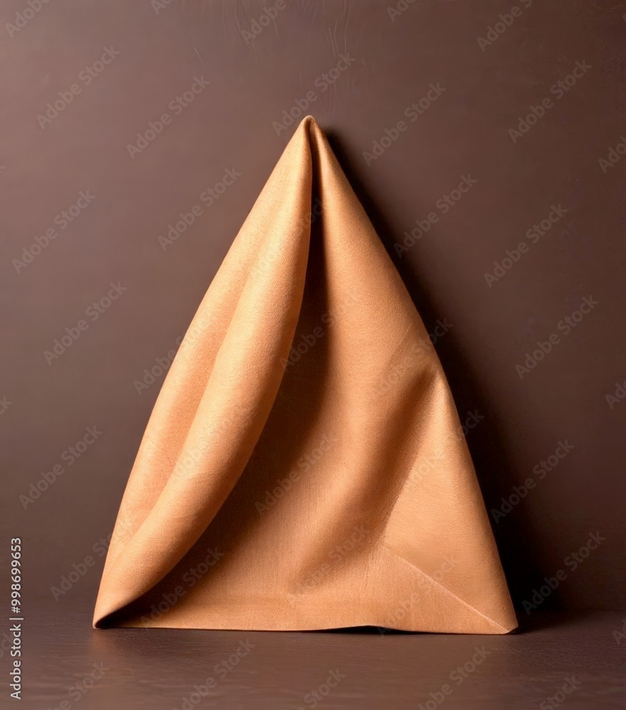 Aufkleber A folded napkin in a triangular shape is placed against a dark background