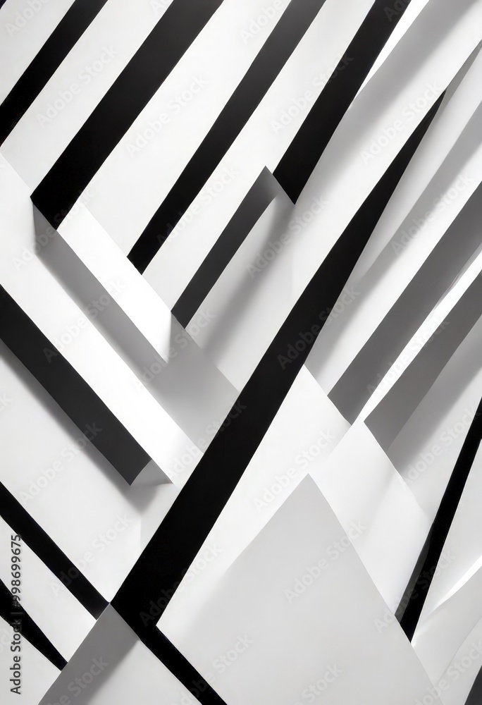 Aufkleber a black and white abstract composition featuring intersecting diagonal lines and rectangles, creating a sense of depth and complexity