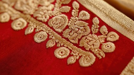 Intricate kanjeevaram saree border embroidery for festive elegance