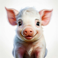 Baby pig – With their slow movements and adorable faces, baby pig are cute and always seem to be smiling.on white background